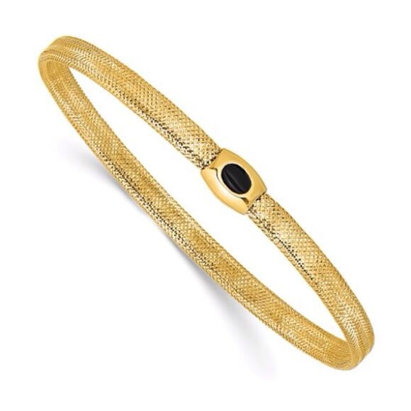 14k Gold and Onyx Stretch Mesh Bracelet by Leslies Jewelry - Picture 7 of 7